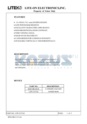 LTP-3157AE datasheet - Property of Lite-On Only