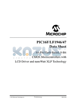 PIC16F1947T-I/MR datasheet - 64-Pin Flash-Based, 8-Bit CMOS Microcontrollers with LCD Driver and nanoWatt XLP Technology