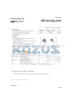 IRF3515SPBF datasheet - HEXFET Power MOSFET