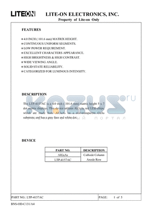 LTP-4157AC datasheet - Property of Lite-On Only