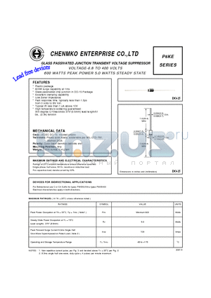 P6KE68APT datasheet - GLASS PASSIVATED JUNCTION TRANSIENT VOLTAGE SUPPRESSOR