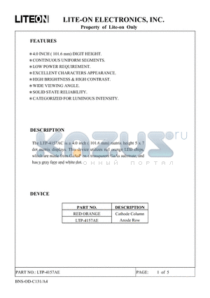 LTP-4157AE datasheet - Property of Lite-On Only