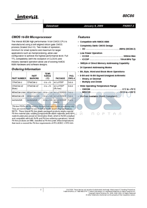 MD80C86-2/883 datasheet - CMOS 16-Bit Microprocessor