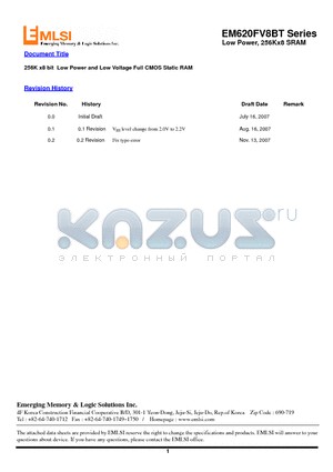 EM615FU8GV-12LL datasheet - 256K x8 bit Low Power and Low Voltage Full CMOS Static RAM