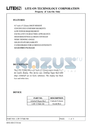 LTP-757KR-NB datasheet - Property of Lite-On Only