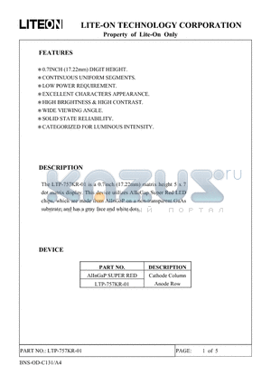 LTP-757KR-01 datasheet - Property of Lite-On Only