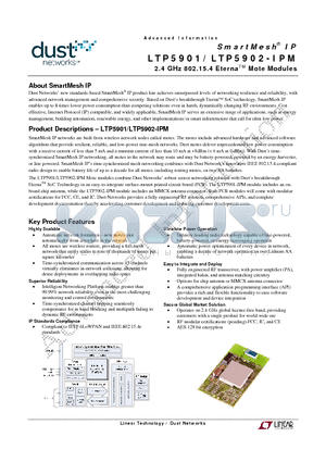 LTP5901 datasheet - 2.4 GHz 802.15.4 EternaTM Mote Modules