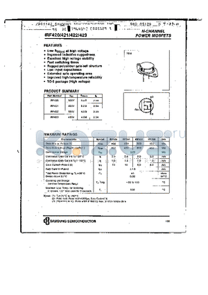 IRF422 datasheet - N-CHANNEL POWER MOSFETS