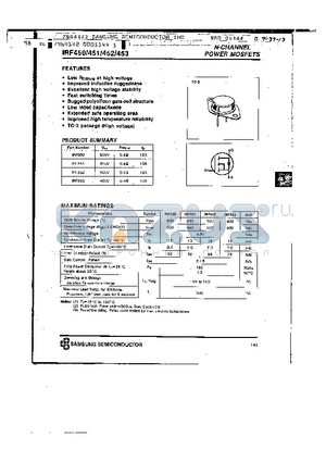 IRF453 datasheet - N-CHANNEL POWER MOSFETS