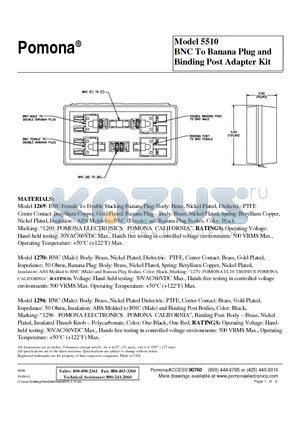 MODEL5510 datasheet - BNC To Banana Plug and Binding Post Adapter Kit