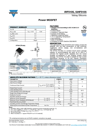 IRF510S datasheet - Power MOSFET