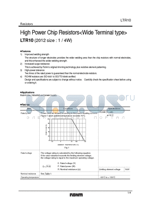 LTR10EZPD datasheet - High Power Chip Resistors<Wide Terminal type>