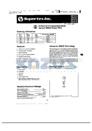 IRF512 datasheet - N-Channel Enhancement-Mode Vertical DMOS Power FETs