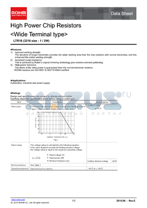 LTR18EZPFF datasheet - High Power Chip Resistors