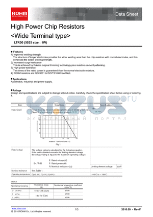 LTR50UZPDF datasheet - High Power Chip Resistors