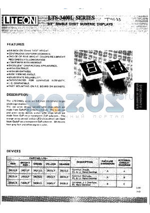 LTS-3401LG datasheet - 0.8 SINGLE DIGIT NUMERIC DISPLAYS