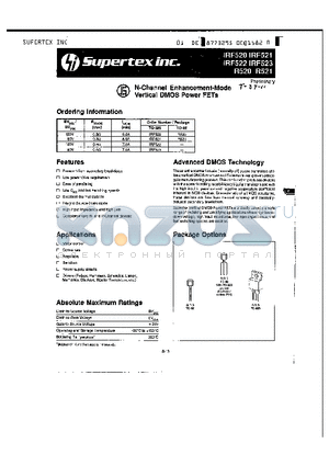 IRF523 datasheet - N - CHANNEL ENHANCEMENT MODE VERTICAL DMOS POWER FETs