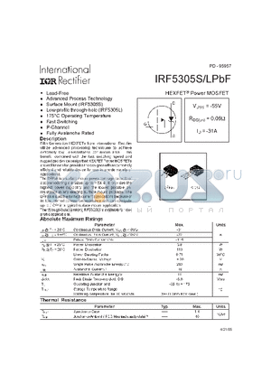 IRF5305LPBF datasheet - HEXFET Power MOSFET