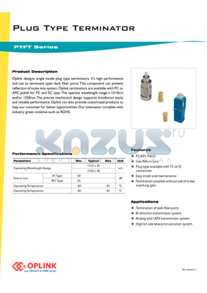 PTFTM1300C datasheet - Plug Type Terminator