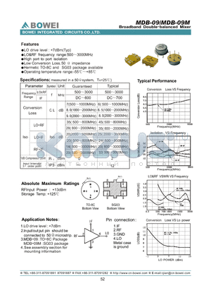 MDB-09 datasheet - Broadband Double-balanced Mixer