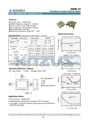 MDB-12 datasheet - Broadband Double-balanced Mixer