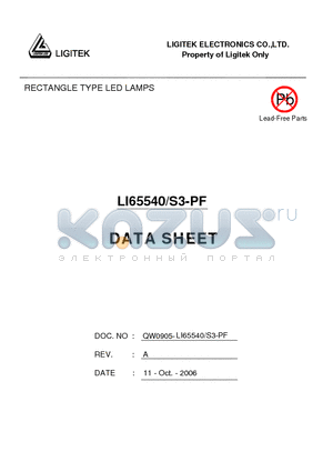 LI65540-S3-PF datasheet - RECTANGLE TYPE LED LAMPS