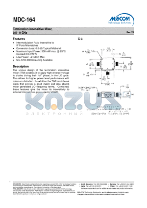 MDC-164 datasheet - Termination-Insensitive Mixer, Termination-Insensitive Mixer,