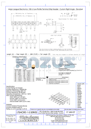 LTSHCRE-1-S datasheet - .100 cl Single Row - Right Angle Elevated Low Profile Terminal Strip Header - Custom