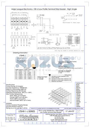 LTSHR-1-J datasheet - .100 cl Jump Middle Row - Right Angle Low Profile Terminal Strip Header