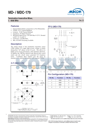 MDC-179SMA datasheet - Termination Insensitive Mixer, 1 - 4000 MHz