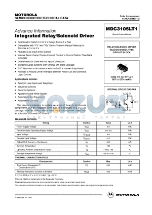 MDC3105LT1 datasheet - RELAY/SOLENOID DRIVER SILICON MONOLITHIC CIRCUIT BLOCK