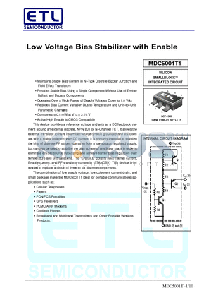 MDC5001T1 datasheet - Low Voltage Bias Stabilizer with Enable