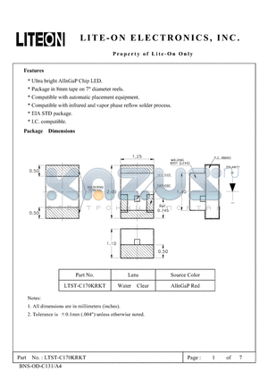 LTST-C170KRKT datasheet - Ultra bright AlInGap Chip LED