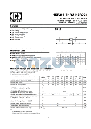 HER207 datasheet - HIGH EFFICIENCY RECTIFIER