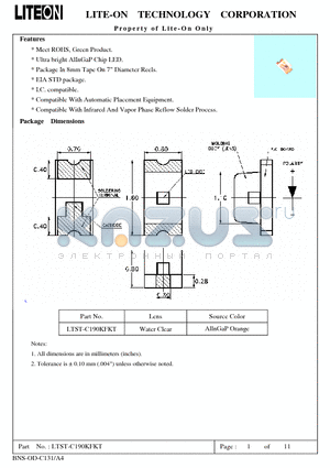 LTST-C190KFKT datasheet - Property of Lite-On Only