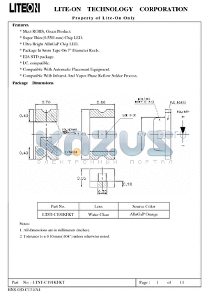 LTST-C191KFKT datasheet - Property of Lite-On Only