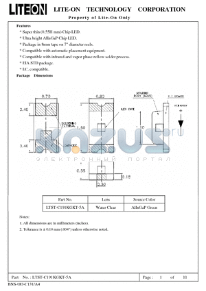 LTST-C191KGKT-5A datasheet - Property of Lite-On Only