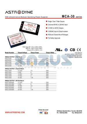 MDCC-0306 datasheet - 30W Ultraminiature Modular Switching Power Supplies