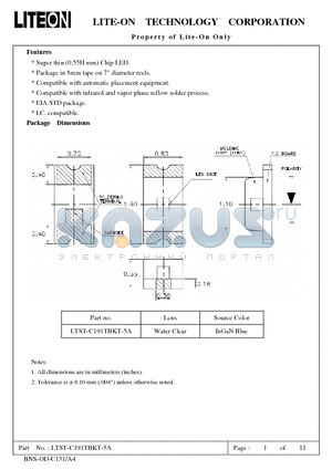 LTST-C191TBKT-5A datasheet - Property of Lite-On Only