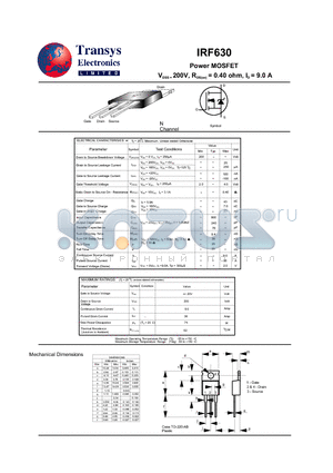 IRF630 datasheet - Power MOSFET