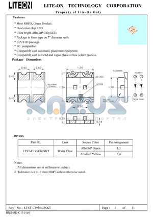 LTST-C195KGJSKT datasheet - Property of Lite-On Only