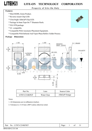 LTST-C216KFKT datasheet - Property of Lite-On Only