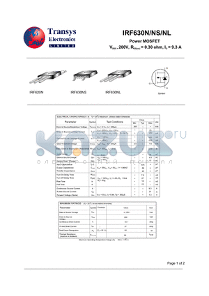 IRF630NL datasheet - Power MOSFET