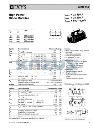 MDD250-12N1 datasheet - High Power Diode Modules