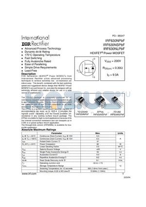 IRF630NSPBF datasheet - HEXFET Power MOSFET