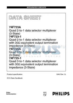 N74F725-1N datasheet - Quad 2-to-1 data selector multiplexer 3-State