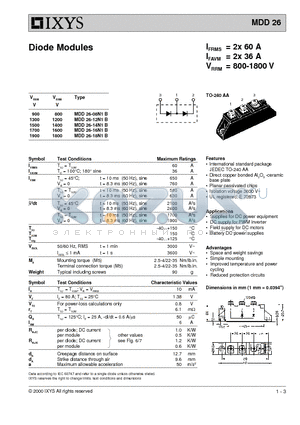 MDD26-08N1B datasheet - Diode Modules