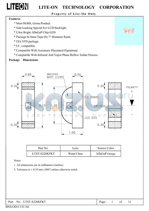 LTST-S220KFKT datasheet - Property of Lite-On Only