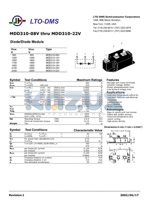 MDD310-20V datasheet - Diode/Diode Module