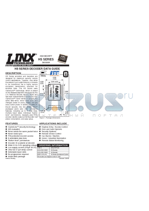 LICAL-DEC-HS001 datasheet - HS SERIES DECODER DATA GUIDE